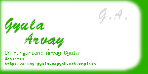 gyula arvay business card
